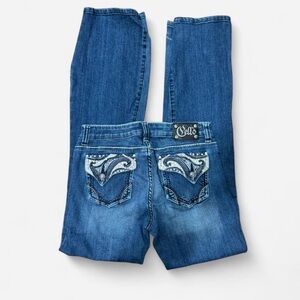 Cello Women's Blue Boot Cut Jeans with Embroidered Pockets